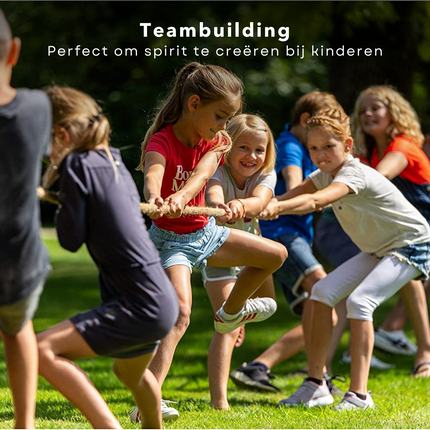 Cheqo® Touwtrekspel - 10m - Ouderwets Touwtrekken - 1 tegen 1 of 2 Ploegen - 2cm Diameter - Vlaggetje in het Midden Touwtrekken