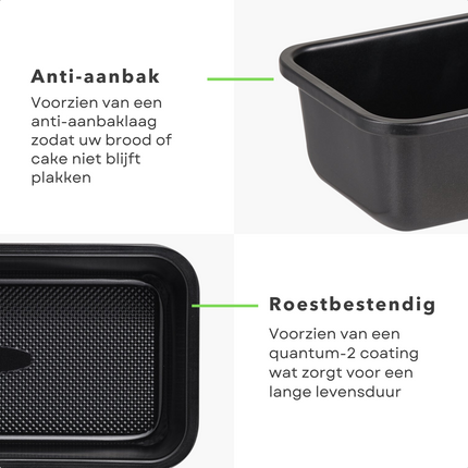 Cheqo® Bakvorm - Cakevorm - 23.3x13x7cm - Koolstofstaal - Non-Stick - Broodbakvorm - Cakebakvorm Bakvormen