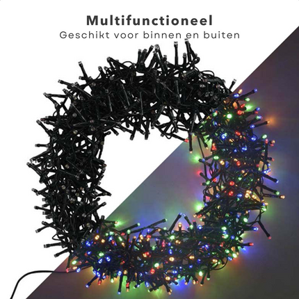 Cheqo® Smart Kerstverlichting - Kerstboomverlichting - 800 LED's Multicolor - 16m Lichtsnoer - Groen Snoer - App Bediening - 8-functies Controller - Voor Binnen & Buiten Kerstboomverlichting