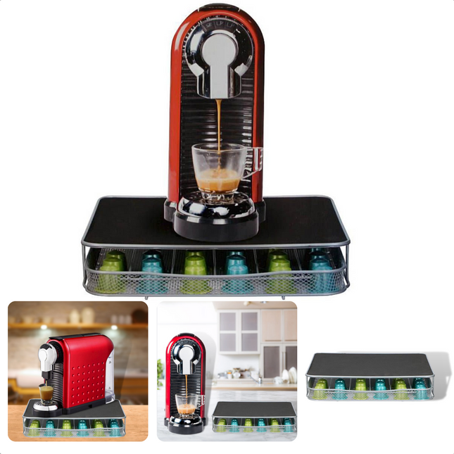 Cheqo® Capsule Houder met Lade - Koffiecapsulehouder - Geschikt voor Dolce Gusto en Nespresso - Capsulehouder - 30-60 Capsules - Slipvast - Metaal - 32x29x6cm Capsulehouders