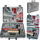 Cheqo® 100-delige Gereedschapsset in Koffer - Gereedschapskist - Gereedschapskoffer - Schroevendraaiers - Waterpomptang - Afstriptang - Ring-/Steekleutels - Griptang - 12V Spanningszoeker - Bankhamer - Omschakelbare Ratel - Doppenset - Inclusief Koffer Gereedschapskoffers