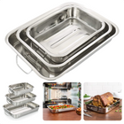 Cheqo® Braadslee Set - Braadslede Set - Ovenschalen - RVS - Set van 3 - 3 Bakvormen met Handvaten - Ovenbestendig - 27.5x20x6cm, 32x24.5x6cm, 37x28x6cm Ovenschalen