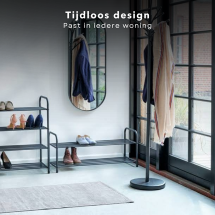 Cheqo® Schoenenrek - Metaal - 2 Laags - 91cm - Schoenenkast - Opbergrek Schoenen - Zwart Schoenenrek