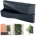 Cheqo® Luxe Verticale Tuin met 2 Plantenbakken - Plantenmuur - 78 x 19 cm - H35 cm - Cascade Bloembak met Waterreservoir - Kunststof - Antraciet Verticale Tuin