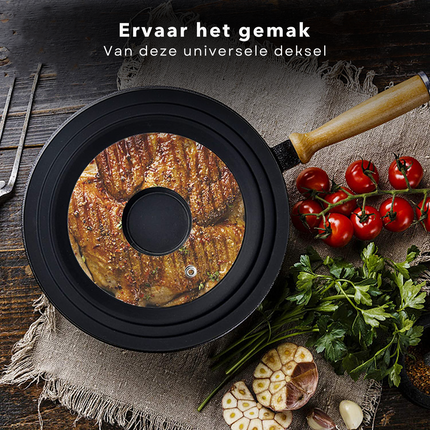 Cheqo® Universeel Glazen Deksel - Pandeksel - Pannendeksel - Voor pannen van 16cm, 18cm, 20cm - Siliconen Rand - Gehard Glas - Vaatwasserbestendig Pandeksels