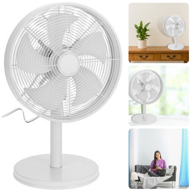 Cheqo® Luxe Metalen Tafelventilator - Ventilator - Fan - Ø 30cm - 35W - 3 Snelheden - Robuust & Krachtig Ventilator