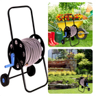 Cheqo® Slangenwagen - Tuinslanghaspel - Tuinslanghouder Trolley - Tuinslangenwagen Voor 40m Tuinslang - Geïntegreerde Aansluiting 19mm - 45x45x85cm - Blauw/Zwart Slangenwagen