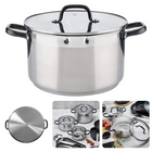 Cheqo® Kookpan - 28 cm - 9.0 L - RVS - Glazen Deksel - Alle Warmtebronnen - Vaatwasmachine-bestendig - Ook voor inductie Kookpan