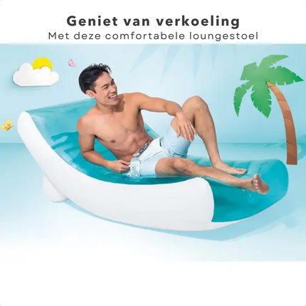 Cheqo® Opblaasbare Loungestoel - Opblaasbed voor Zwembad - Zwembad Bed - Luchtbed - 188x99cm - Max. 100kg Opblaasfiguren