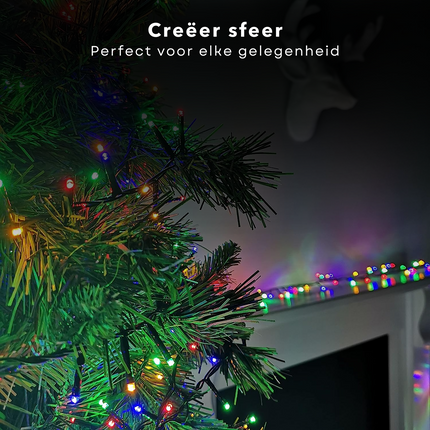 Cheqo® Micro Cluster - Kerstverlichting - Kerstboomverlichting voor Binnen en Buiten - 1000 LED's - 20m - Multicolor - 8 Functies - 270cm Boom - 2cm Ruimte - 3m Aansluitsnoer - IP44 Clusterverlichting