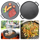Cheqo® Barbecue Plancha Pan - BBQ Grillplaat - Grillpan - Gietijzer - ø30cm x h2cm - 2 Handvaten - 3,2kg - Ideaal voor BBQ Barbecuepannen