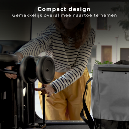 Cheqo® Boodschappentrolley 40L - Boodschappenwagen - Afneembare Boodschappentas - Verstelbaar - Stevig Frame - Met Achtervak, Reflectoren en Regenhoes - 36x47x102cm - Grijs Boodschappentrolleys