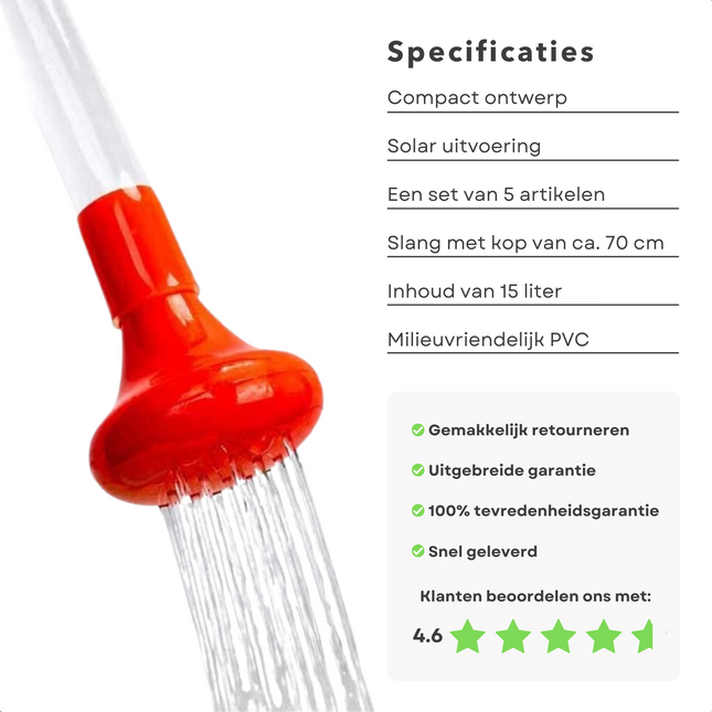 Cheqo® Campingdouche 15 Liter - Outdoor Douche  - Buitendouche - Douche voor Camping - Zonnedouche - Waterzak - Douchezak Campingdouches