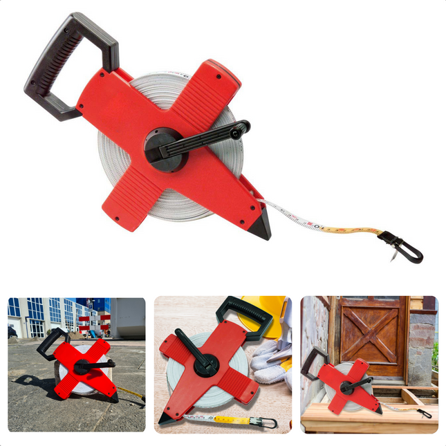 Cheqo® Fiberglass Meetlint - Landmeter - 50m x 13mm - Licht van Gewicht - 50 Meter Meetlint