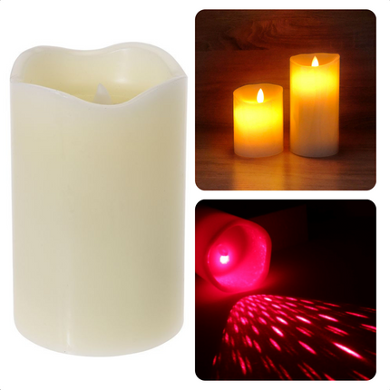 Cheqo® LED-Kaars met Laserfunctie - 12.5cm - Flakkerlamp & Laser - Op Batterijen - Veilig - Beweegbare Vlam - Realistische Nep Kaars - Theelichtje - Horeca Kaarsen - Waxinelichtjes - Wax Kaarsen - Kerstverlichting - Sfeerverlichting led kaarsen