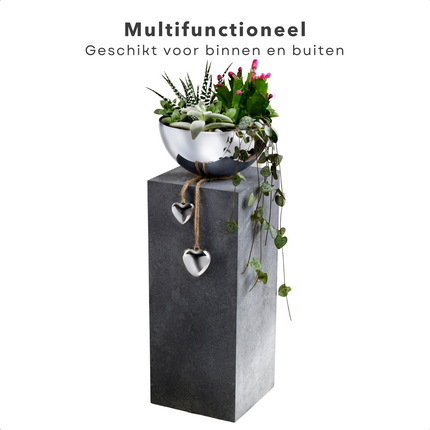 Cheqo® Decoratieve Plantenbak - Plantenschaal - 40cm - Schaal - Betonlook - 2 Harten - Voor Tuin, Balkon & Terras Plantenschaal