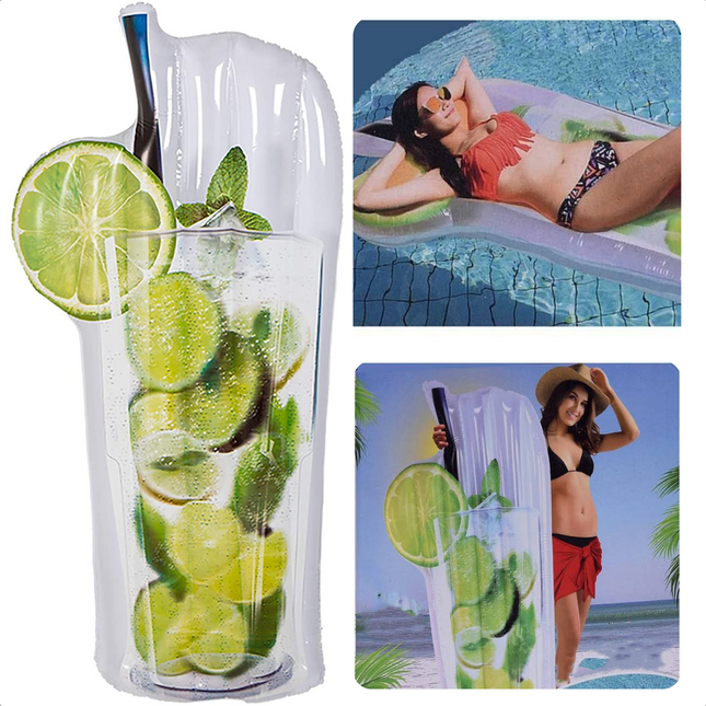 Cheqo® Opblaasbaar 1-persoons Luchtbed Mojito - Zwembad Bed - Luchtbedje - 170cm x 90cm - 90kg - Incl. Reparatiepatch Opblaasfiguren