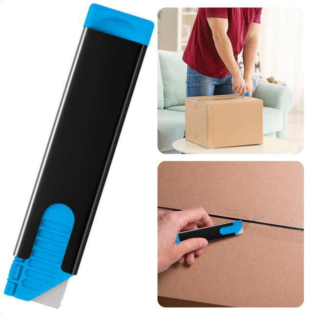 Cheqo® Handmes - Snijmes - 8,5 mm Snijdiepte - 13,3 mm Verlengde Meslengte - 21,7 gram Gewicht - Hoge Veiligheid - Ergonomische Grip - Viervoudig Snijvlak - Slijtvastheid - Links- en Rechtshandig - Vervangbaar Mesje Handmes