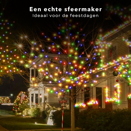 Cheqo® LED Verlichting 720 LED - 54m - Multicolor - 8 Lichtfuncties - Soft Wire - Flexibel Snoer - Feestverlichting - Kerstverlichting - Tuinverlichting - Buitenverlichting - Gekleurde Kerstverlichting - Voor Binnen en Buiten Kerstboomverlichting