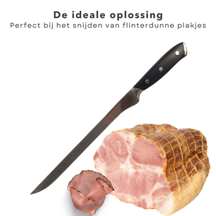 Cheqo® Hammes 25cm - Fileermes - Hoogwaardig Kunststof Heft - Ergonomisch Gevormd - RVS Messenstaal - 38cm Lengte Koksmes