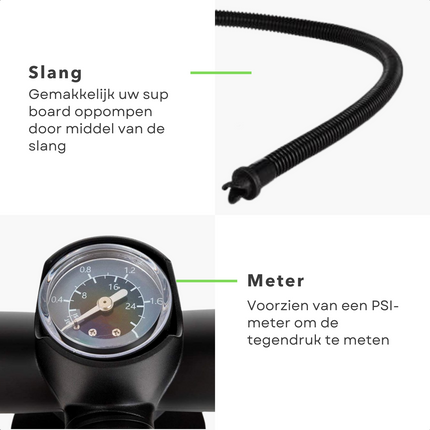 Cheqo® Handpomp voor SUP-board - Sup Pomp - Supboardpomp - Pomp voor Supboard - 2.2L - Met PSI-meter SUP accessoires