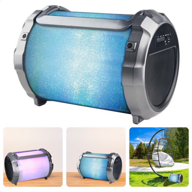 Cheqo® XL Bluetooth Speaker met Subwoofer & LED-verlichting - Partybox - Bluetooth, Aux, Micro SD, USB, FM-radio - 35x25x27cm Bluetooth Speaker