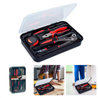 Cheqo® 9-delig Gereedschapsbox - Handig Gereedschapsetje voor Beginnende Klusser - Verstelbare Schroefsleutel, Waterpomptang, Schroevendraaiers, Combinatietang, Afbreekmes, Rolbandmaat - Gereedschapskist - 28x18x5cm Gereedschapskoffers