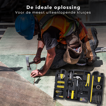 Cheqo® XL Gereedschapskoffer - Toolbox - Gereedschapskist - Handgereedschap - Met Klauwhamer, Tang, Schroevendraaiers en meer! - 142-delig Gereedschapsset