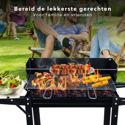 Cheqo® Verrijdbare Barbecue - BBQ - Houtskoolbarbecue met Wielen en Zijtafel - Buitenkeuken - 83x45cm BBQ