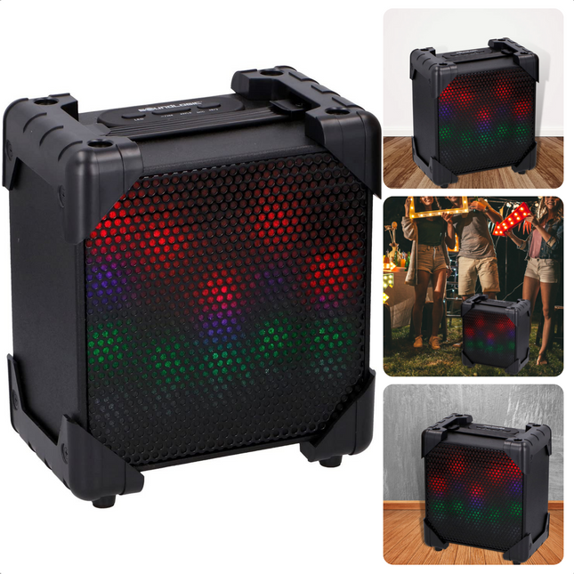 Cheqo® Draadloze LED Bluetooth Speaker - Partybox - Oplaadbare Batterij - 20x13cm - Anti-slip Noppen - Indoor/Outdoor Draadloze Speakers