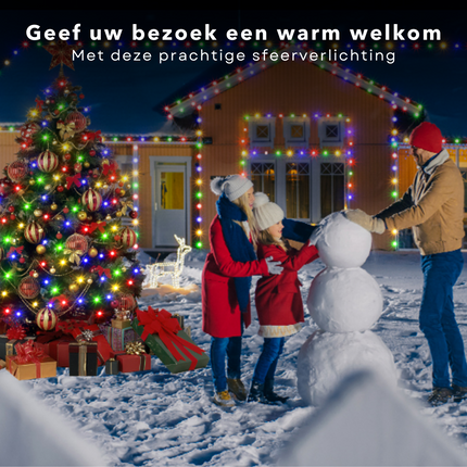 Cheqo® Soft Wire LED Verlichting - 180 LED - 13.5m - Multicolor - Binnen & Buiten - 8 Lichtfuncties - 7,5cm Afstand - Groen Snoer - 3.6W - IP44 Adapter - Kerstboomverlichting - Kerstlampjes - Sfeerverlichting - Veelkleurig Kerstboomverlichting