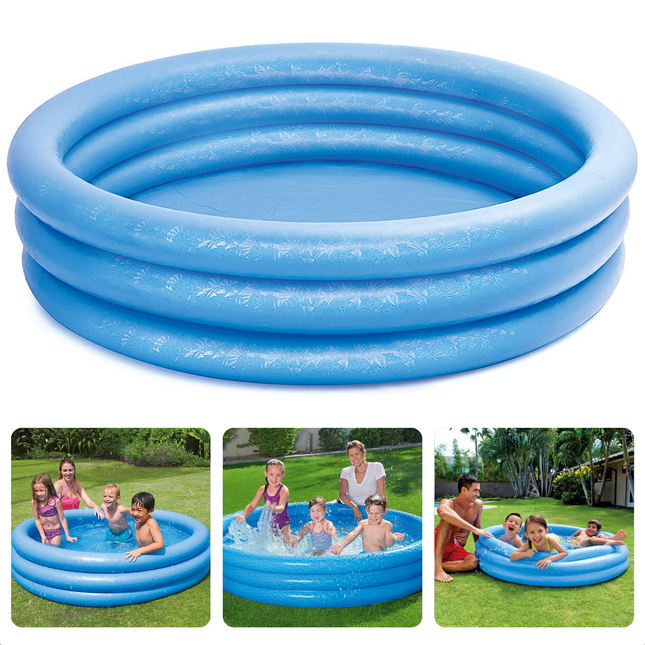 Cheqo® 3-Rings Zwembad - Opblaasbaar Zwembad - Opzetbad - Zwembad voor Kinderen - 147cm - 33cm - 3 Luchtkamers - Dubbelventielen -  Kinderbad Opblaas Zwembad