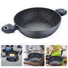 Cheqo® Hapjespan - Braadpan - 24cm - 4-Lagen Marmer Coating - PFOA-Vrij - Geen Lood/Cadmium - Soft Touch Handgreep - Vaatwasmachine Bestendig - Alle Warmtebronnen Inclusief Inductie Braadpan