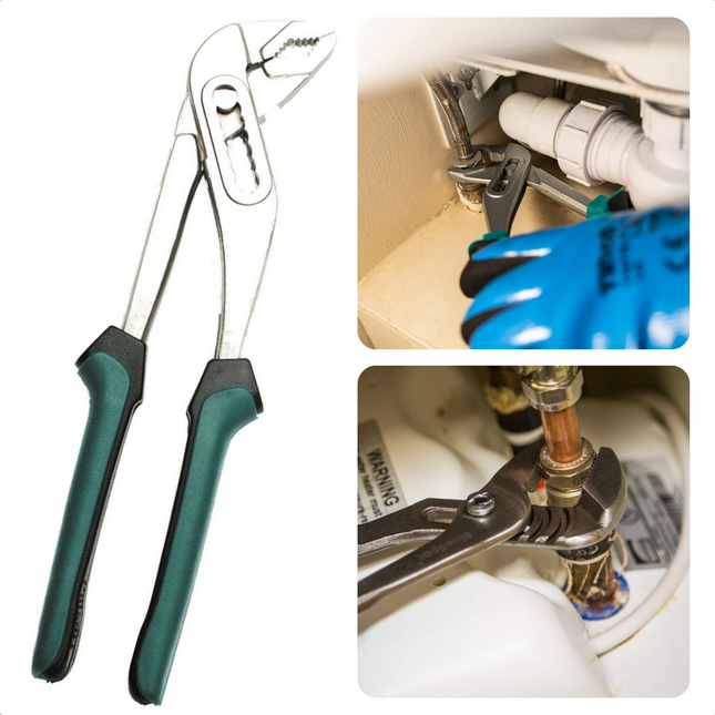 Cheqo® Waterpomptang 250mm - Griptang - Tang - Hoogwaardig Staal C60 - 2-Componenten Grepen - Afglijdbeveiliging - 450g Waterpomptang