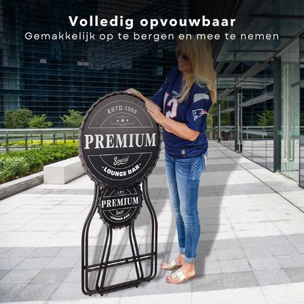 Cheqo® Premium Statafel Set - Statafel & 2 Stoelen - Bartafel met Krukken - Zwart - 101cm x 60cm - Opklapbaar - Tuin- & Homeparty - Bartafel - Sta Tafel Statafel
