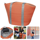 Cheqo® Geïsoleerde Koeltas - 22,3 liter - Oranje - Isolerend - Thermische Binnenkant - Dubbel Handvat - Rits - 18,5 x 18 cm - Verstevigde Bodem - Voor Picknick & Boodschappen Koeltas