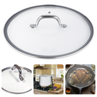 Cheqo® Glazen Deksel voor Pan - Pandeksel - Pannendeksel - Spatdeksel - 24cm - RVS Rand - Stoomgaatje - Gehard Glas Pandeksels