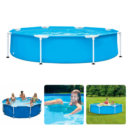 Cheqo® XL Opzetzwembad - Metalen Frame - Zwembad - Opzetbad - Ø244cm - 1828L - 38cm Waterhoogte Opzetzwembaden