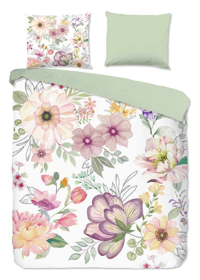 Cheqo® Katoenen Dekbedovertrek - 140x220cm - Tweepersoons - Inclusief Kussenslopen - 100% Katoen - Wit Dekbedovertrek