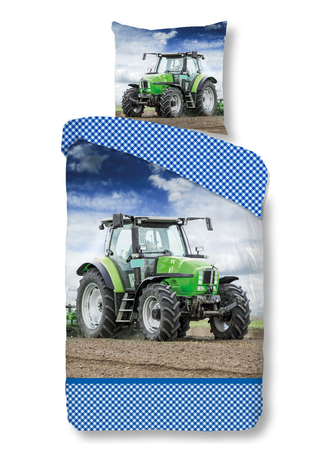 Cheqo® Dekbedovertrek voor Kinderen - Eenpersoons - 135x200 - Inclusief Kussensloop - 100% Katoen - Tractor Dekbedovertrek