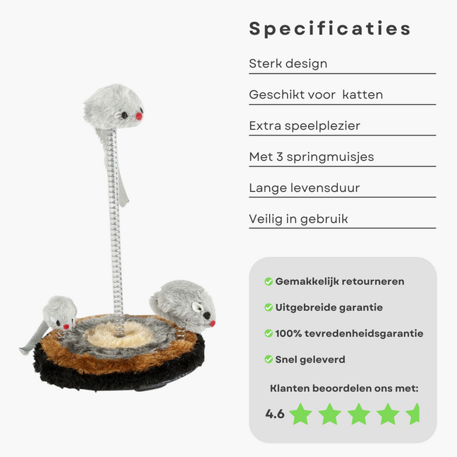 Cheqo® Speelset voor Katten - Krabpaal - Kattenspeeltje - Speelgoed voor Katten Kattenspeeltje