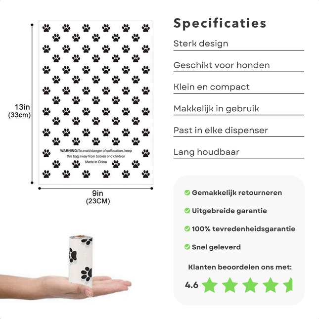 Cheqo® Hondenpoepzakjes Biologisch Afbreekbaar - 400 Stuks - 20 Witte Rollen - 20 Zwarte Rollen - Extra Stevig - Hondenpoep Zakjes - Poepzakjes - Ook Geschikt voor Dispensers poepzakjes
