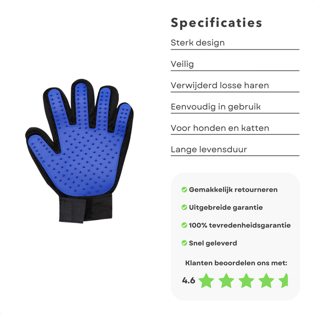 Cheqo® Dierenhaar Verwijderaar - Borstelhandschoen voor Honden en Katten - Hondenborstel - Siliconen Hondenborstel