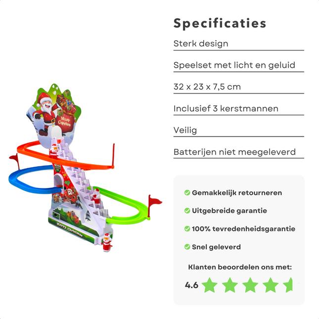 Cheqo® XL Kerst Klimbaan - Kerst Speelgoed - Kersttafereel - Kerstversiering - Met Licht en Kerstmuziek Kerstdecoratie