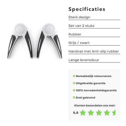 Cheqo® Handtrainers - Handknijpers - Handgrippers - Handgrips - Knijphalter - Griptraining - Vingertrainer - Onderarm Trainer - Pols Trainer - Rubber - 2 Stuks Handtrainer