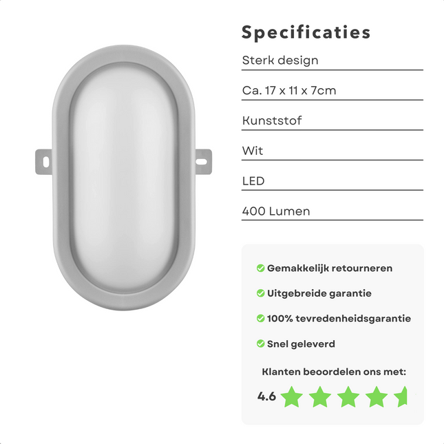 Cheqo® LED Wandlamp - Buitenlamp - Tuinlamp - Multifunctioneel - Badkamerlamp - 6w - 17x11x7cm - 220-240v - Zonder Adapter Wandlamp