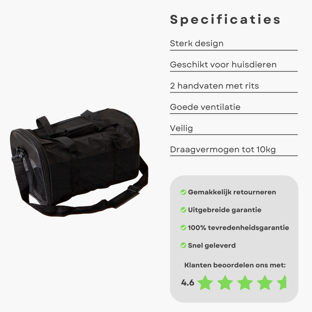 Cheqo® Stevige Honden Draagtas - Hondentas - Reistas voor Hond of Kat - Dierentas - Veilig en Diervriendelijk Hondentas