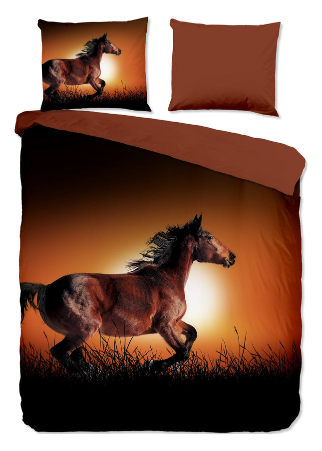 Cheqo® Tweepersoons Dekbedovertrek - 140x220cm - Inclusief Kussenslopen - 100% Microfiber - Terracotta/ Bruin Dekbedovertrek