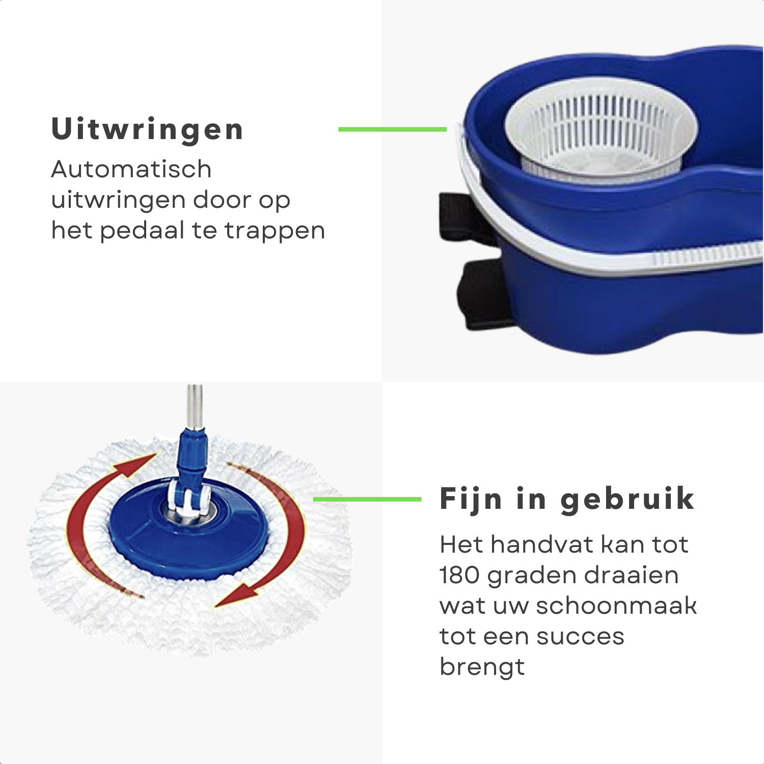 Dweilmop met 4 dweilpads, nieuwe dweil met drukklemsysteem, dweil Dweilmop met 4 dweilpads, nieuwe dweil met drukklemsysteem, dweil
