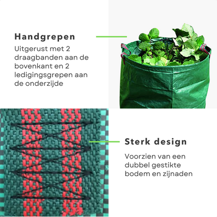 Cheqo® XL Tuinafvalzak - Tuinafval Zak - Tuinafvalemmer - Onkruidzak - Tuinieren - Groenafval Zak - 272 Liter Tuinafvalzak